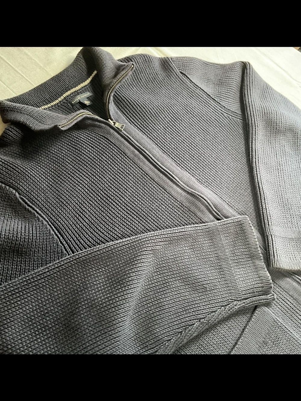 Mens Banana Republic Navy Blue Full Zip Grandpacore Cardigan Sweater (XLarge)